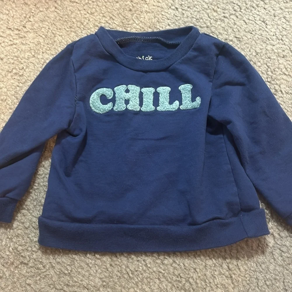 Adorable “Chill” Outfit. Sweater and pants set - 12 months